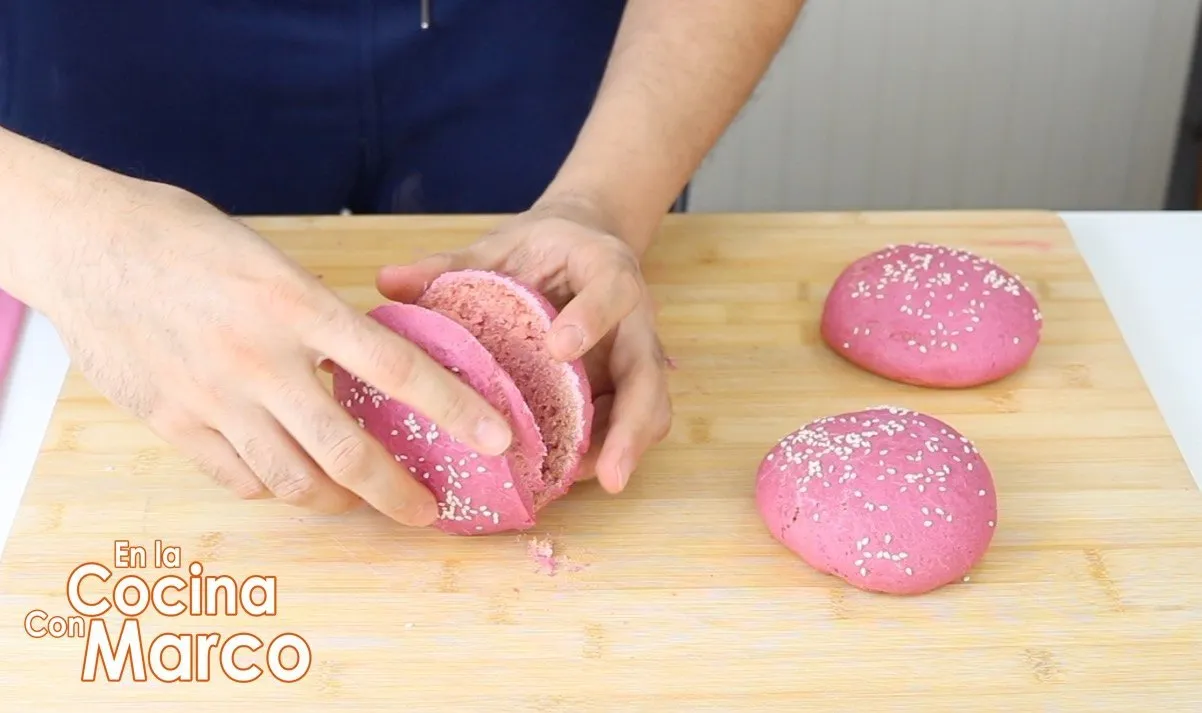 pink burger buns