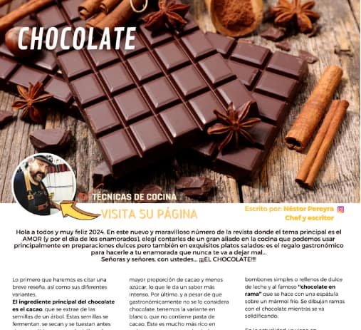 rubrica tecnica cocina chocolate dulce salado