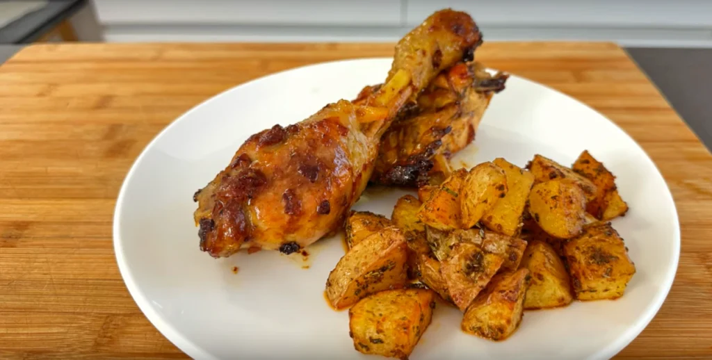 pollo a la cerveza con papas al horno