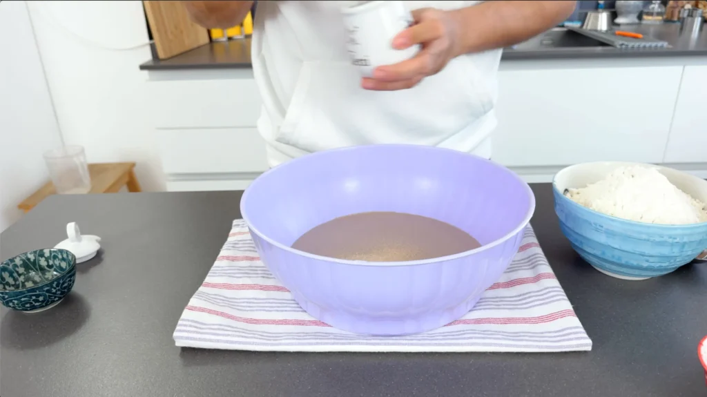 harina levadura agua bol preparación masa focaccia