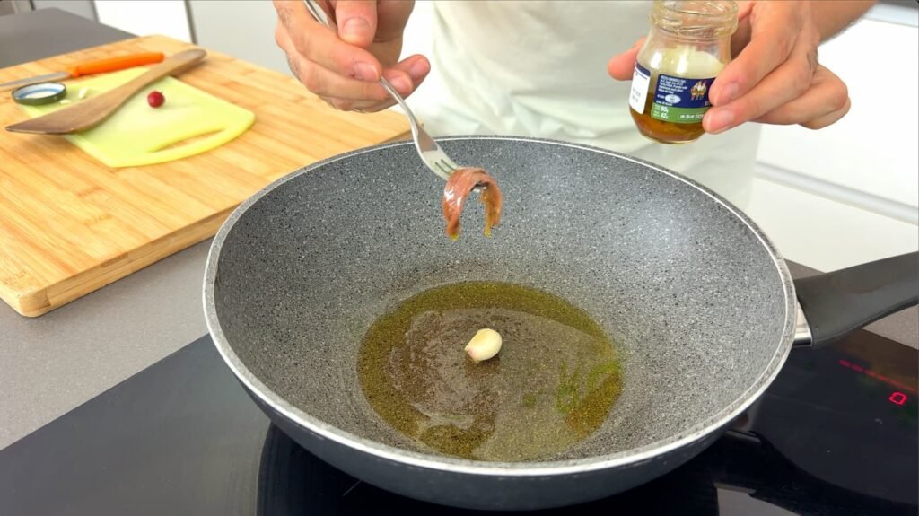 sofreír anchoas ajo guindilla