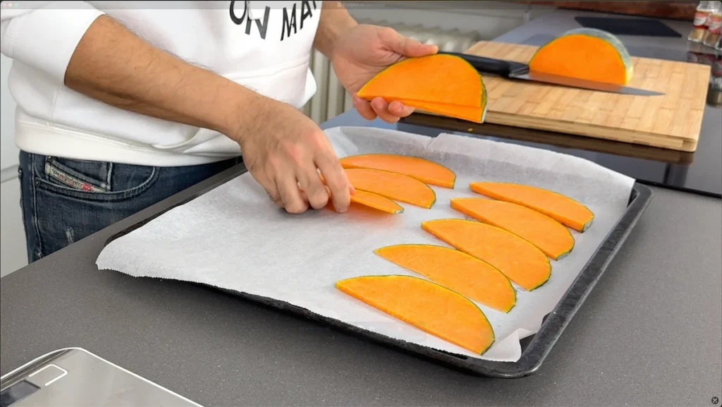 cortamos calabaza lonchas horneamos