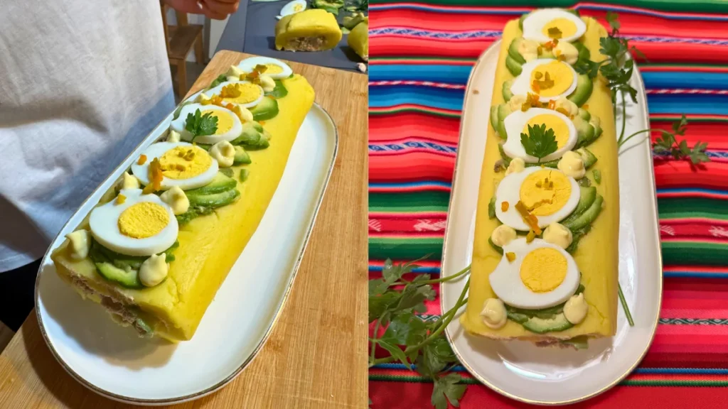 Causa limeña de atún versión enrollada tradicional peruana