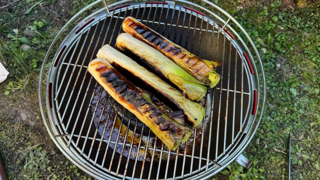 Puerros asados a la parrilla receta barbacoa