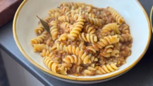 Pasta con lentejas