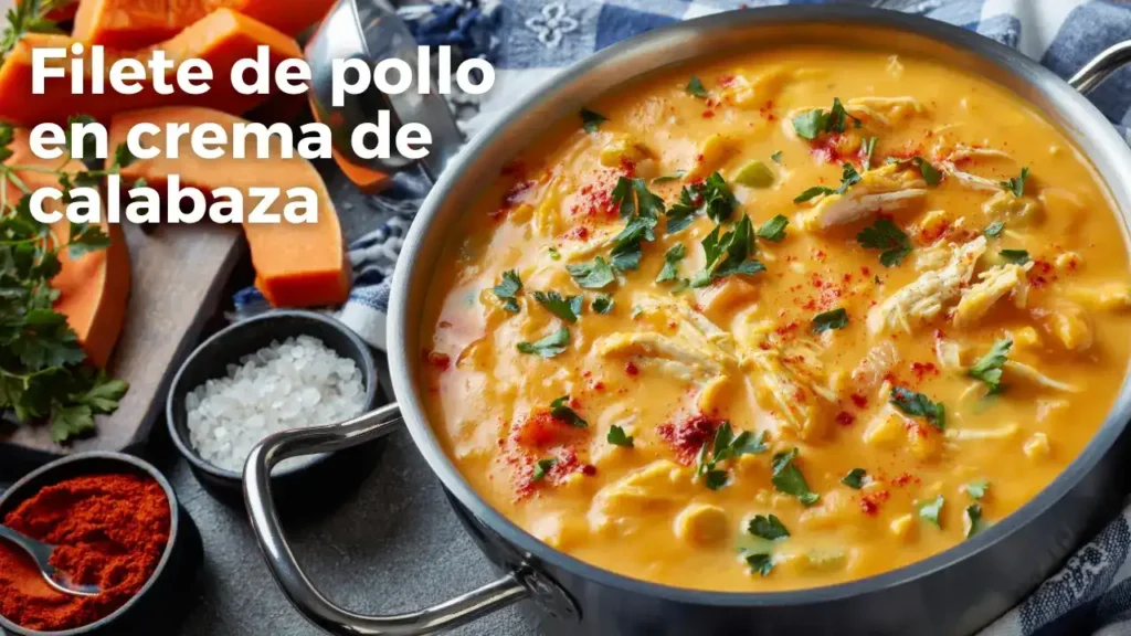 Pollo con calabaza en crema de calabaza