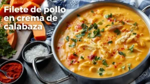 Pollo con calabaza en crema de calabaza